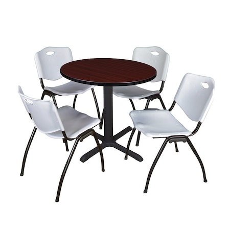 Cain Cain Round Table & Chair Set, Wood, Metal, Plastic Top, Mahogany TB30RNDMH47GY